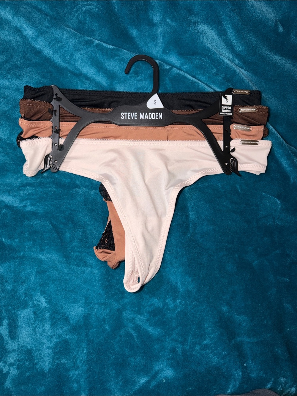 Steve Madden 4-Pack Low-Rise Thongs - Black, Brown, Blush